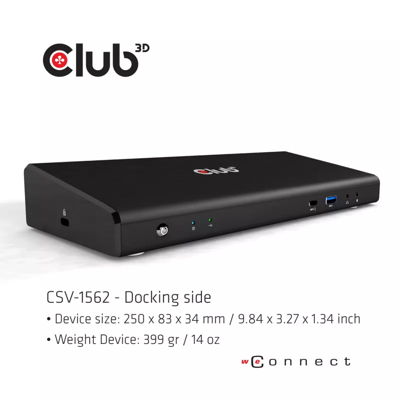 CLUB3D CSV-1562 è una docking station universale di ricarica USB3.2 Gen1 Type-C Triple 4K30Hz e certificata DisplayLink®. La docking station universale di ricarica