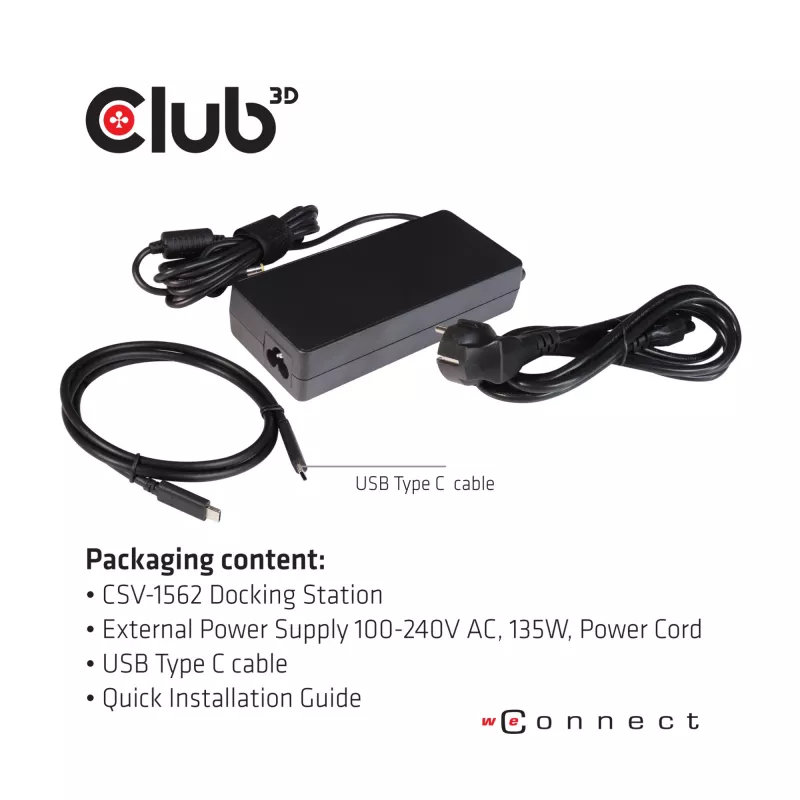 CLUB3D CSV-1562 è una docking station universale di ricarica USB3.2 Gen1 Type-C Triple 4K30Hz e certificata DisplayLink®. La docking station universale di ricarica