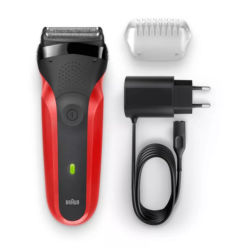 Braun Series 3 300s rasoio a lamina trimmer nero, rosso