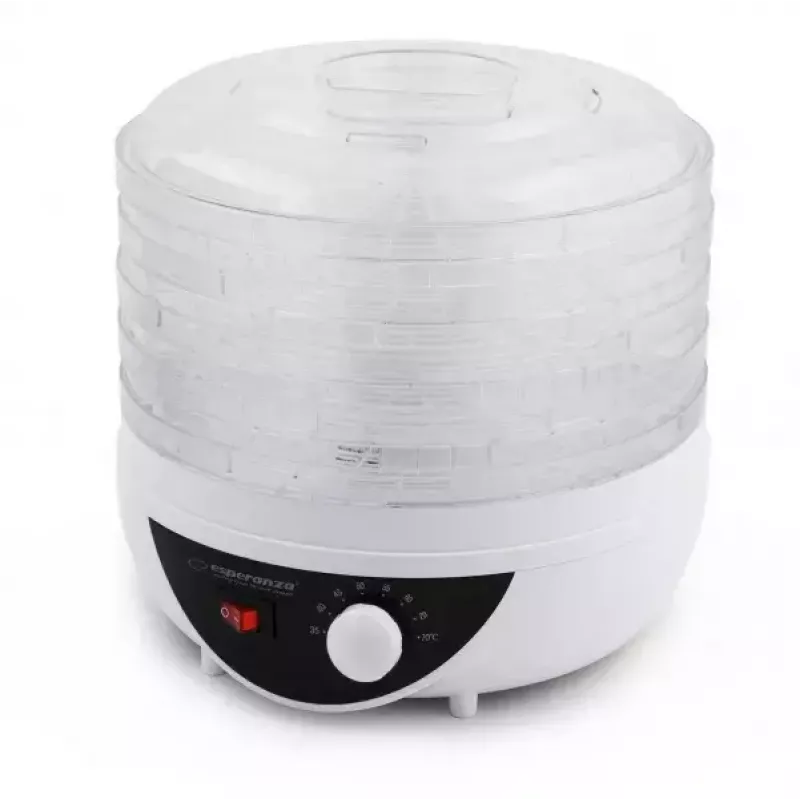 Essiccatore ESPERANZA EKD002 – 5 ripiani, 250 W, termostato regolabile, temperatura massima 75 °C, bianco traslucido