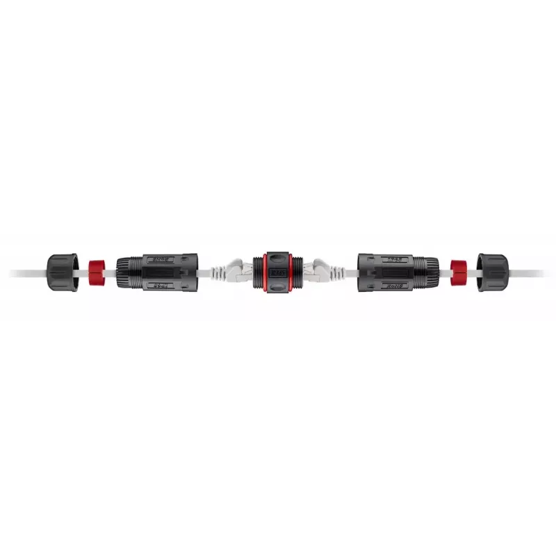Goobay 79566 giunto RJ45 per esterni, CAT 6 STP, IP68, 2x RJ45 femmina, 12 cm, nero