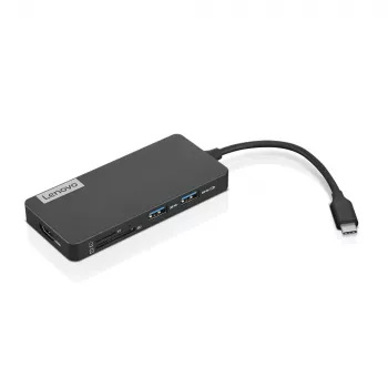 Lenovo GX90T77924 docking station — hub USB-C con HDMI 1.4, 2×USB-A 3.2 Gen1, USB‑2.0, lettore di schede microSD, grigio