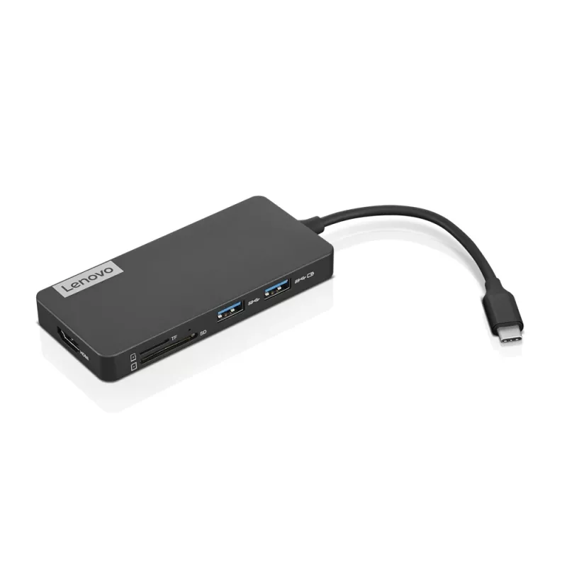 Lenovo GX90T77924 docking station — hub USB-C con HDMI 1.4, 2×USB-A 3.2 Gen1, USB‑2.0, lettore di schede microSD, grigio