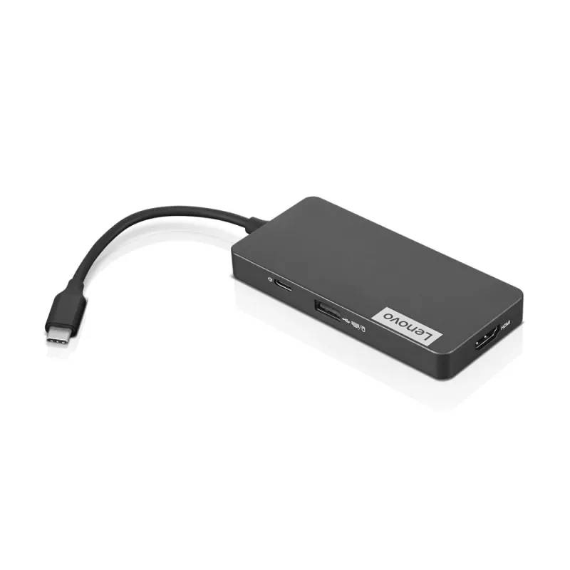 Lenovo GX90T77924 docking station — hub USB-C con HDMI 1.4, 2×USB-A 3.2 Gen1, USB‑2.0, lettore di schede microSD, grigio