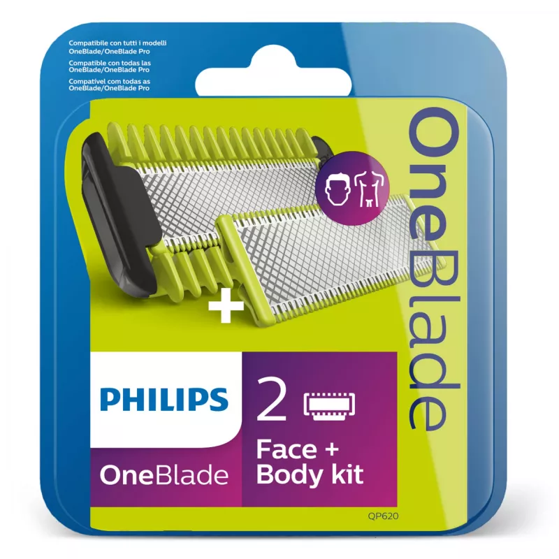 Lama di ricambio Philips Norelco OneBlade QP620/50, nero, confezione da 2