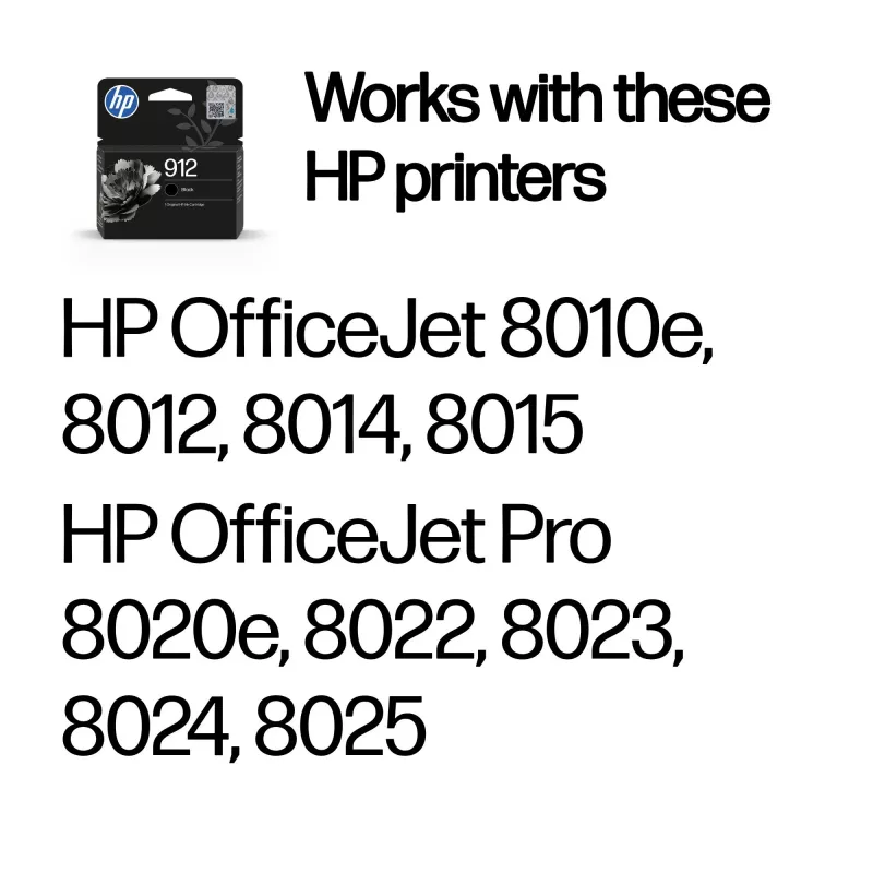 HP 912 cartuccia d'inchiostro originale nera, nero, 1 pz., 250 pagine