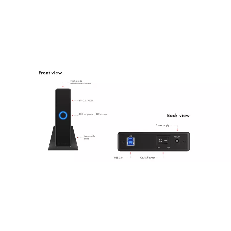 ICY BOX IB-377U3 case per HDD nero 3,5 inch