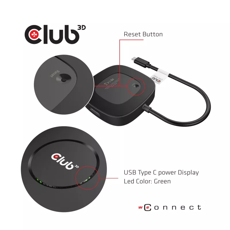 CLUB3D hub USB Type-C 3.2 Gen 1 Multi Stream Transport (MST) DisplayPort 1.4 triplo monitor