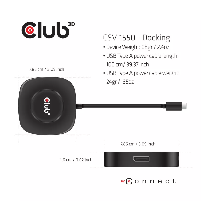 CLUB3D hub USB Type-C 3.2 Gen 1 Multi Stream Transport (MST) DisplayPort 1.4 triplo monitor