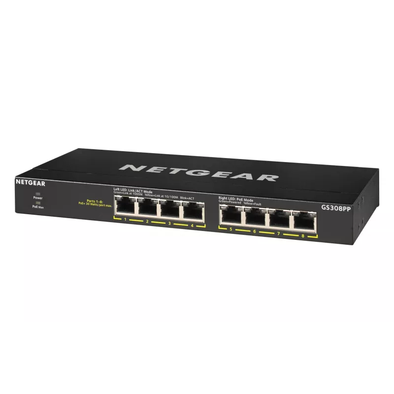 NETGEAR GS308PP unmanaged Gigabit Ethernet (10/100/1000) Power over Ethernet (PoE) nero