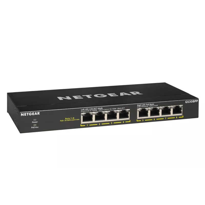 NETGEAR GS308PP unmanaged Gigabit Ethernet (10/100/1000) Power over Ethernet (PoE) nero