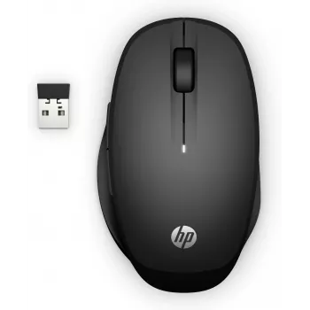 HP Dual Mode Black Mouse 300, per destrorsi, ottico, RF Wireless, 3600 DPI, nero