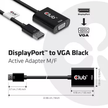 CLUB3D DisplayPort™ a VGA nero adattatore attivo M/F