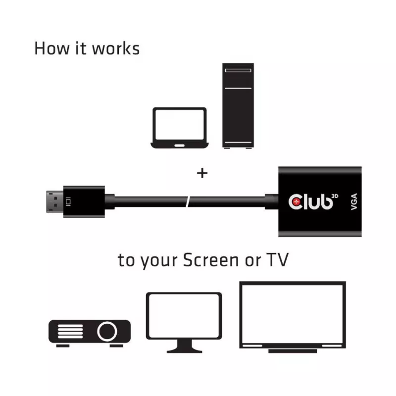 CLUB3D DisplayPort™ a VGA nero adattatore attivo M/F