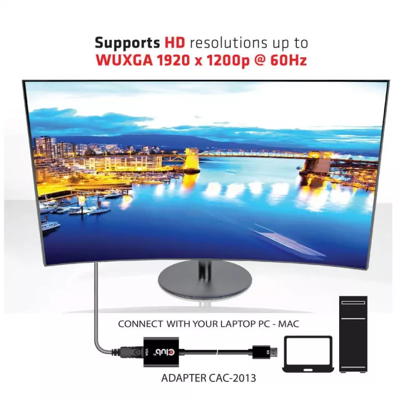 CLUB3D DisplayPort™ a VGA nero adattatore attivo M/F