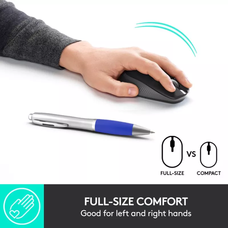 LOGITECH M190 mouse wireless full-size Charcoal