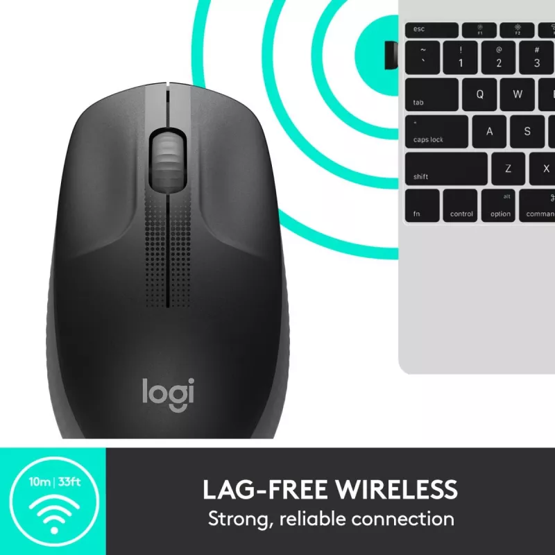 LOGITECH M190 mouse wireless full-size Charcoal
