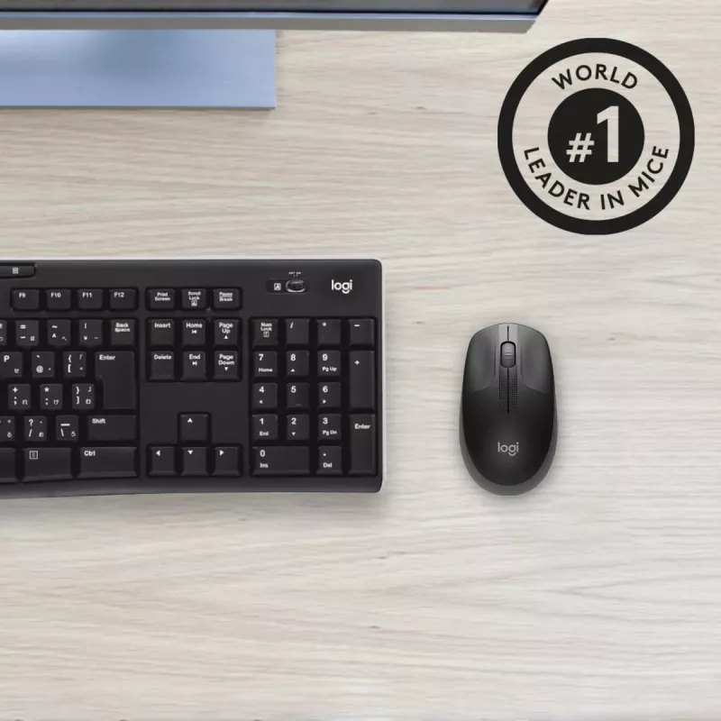 LOGITECH M190 mouse wireless full-size Charcoal