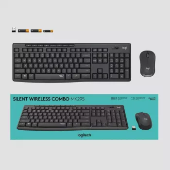 Combo tastiera e mouse wireless Logitech MK295 Silent RF Wireless QWERTY US International nero