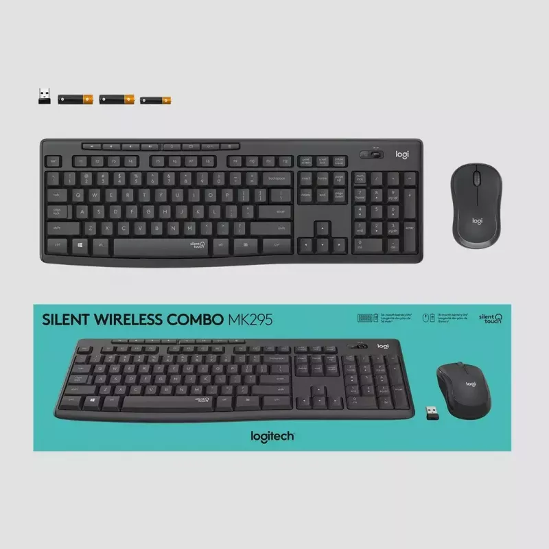 Combo tastiera e mouse wireless Logitech MK295 Silent RF Wireless QWERTY US International nero
