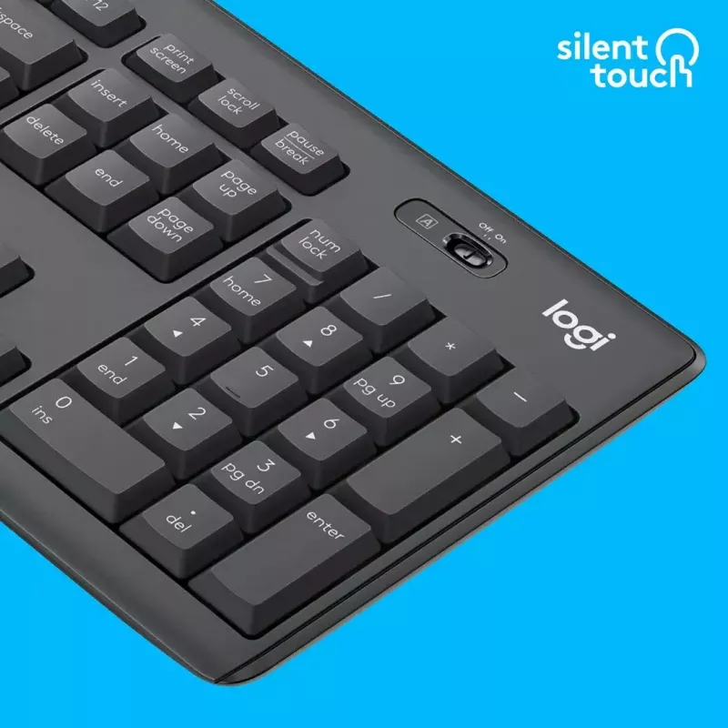 Combo tastiera e mouse wireless Logitech MK295 Silent RF Wireless QWERTY US International nero