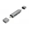 DIGITUS Combo Card Reader Hub (USB-C+USB 3.0) 1x SD, 1x MicroSD, 1x USB 3.0, grigio