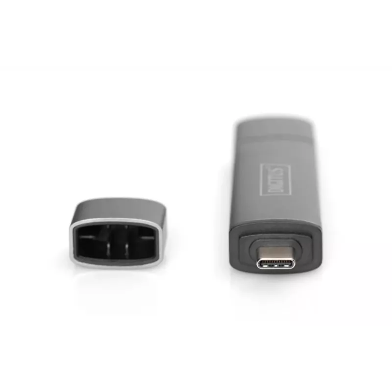DIGITUS Combo Card Reader Hub (USB-C+USB 3.0) 1x SD, 1x MicroSD, 1x USB 3.0, grigio