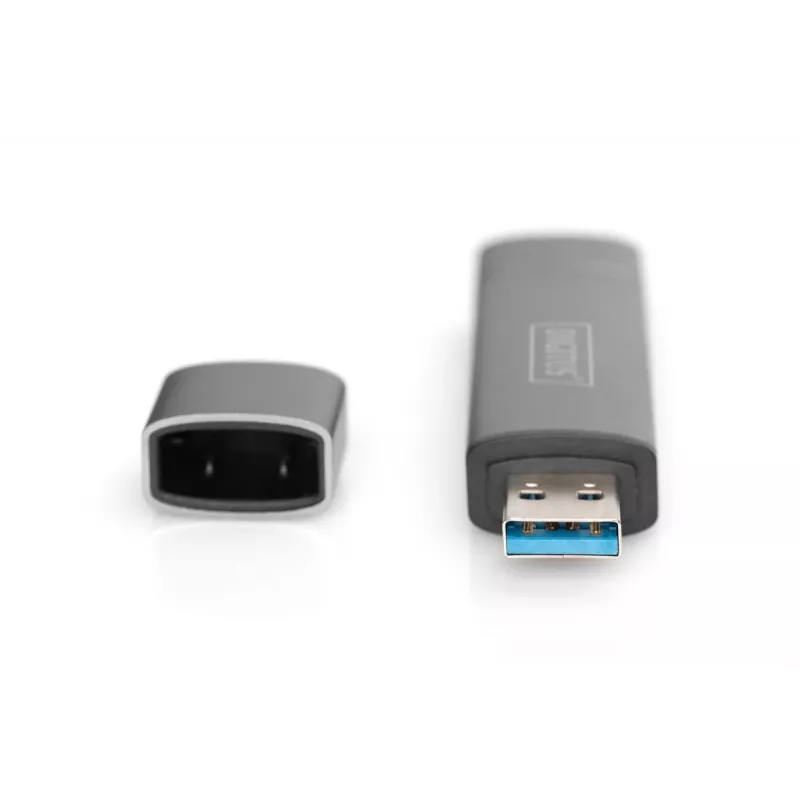 DIGITUS Combo Card Reader Hub (USB-C+USB 3.0) 1x SD, 1x MicroSD, 1x USB 3.0, grigio