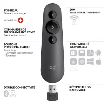 LOGITECH R500s telecomando per presentazioni laser graphite