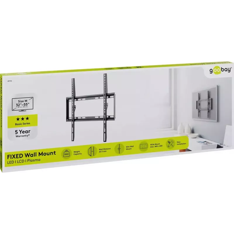 Supporto TV da parete Goobay Basic FIXED (M) 35 kg 32-55