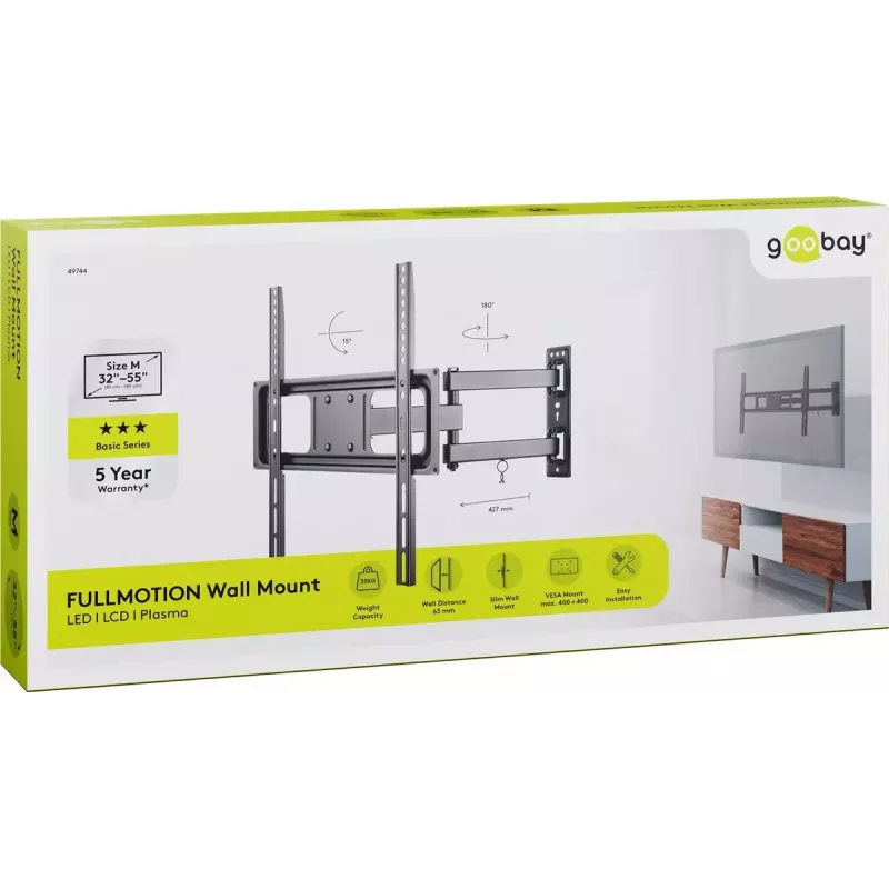 Supporto TV da parete Goobay Basic FULLMOTION M 35 kg 32-55