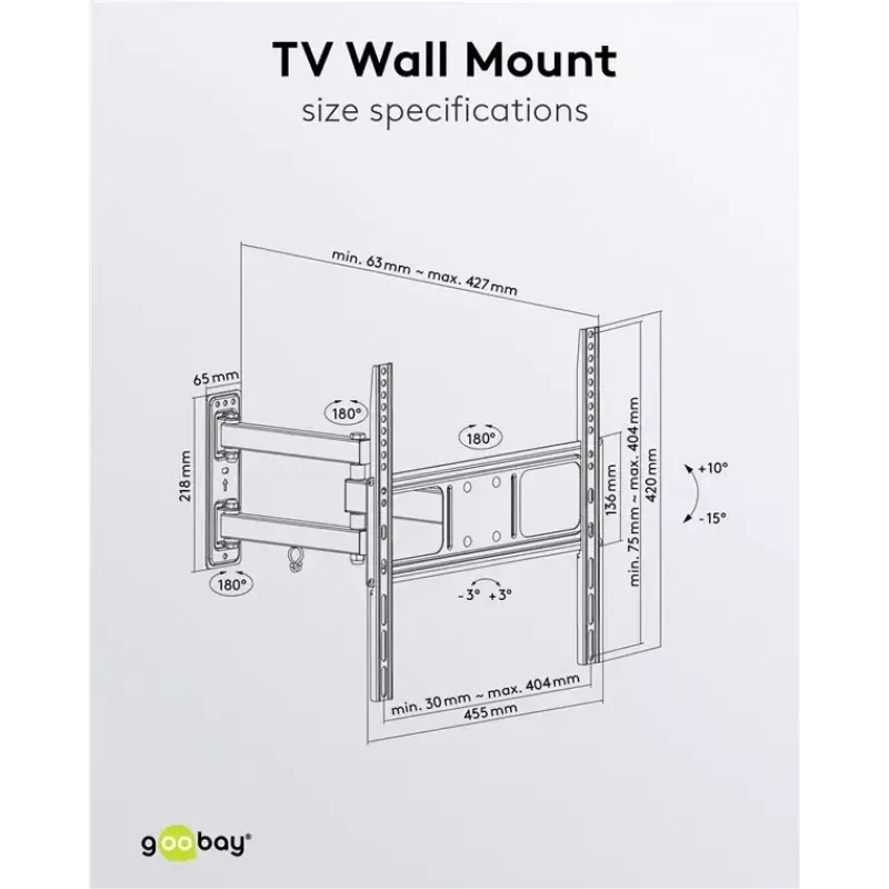Supporto TV da parete Goobay Basic FULLMOTION M 35 kg 32-55