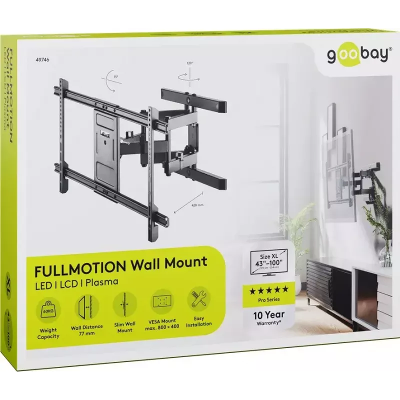 Supporto TV da parete Goobay Pro FULLMOTION (XL) 60 kg 43–100