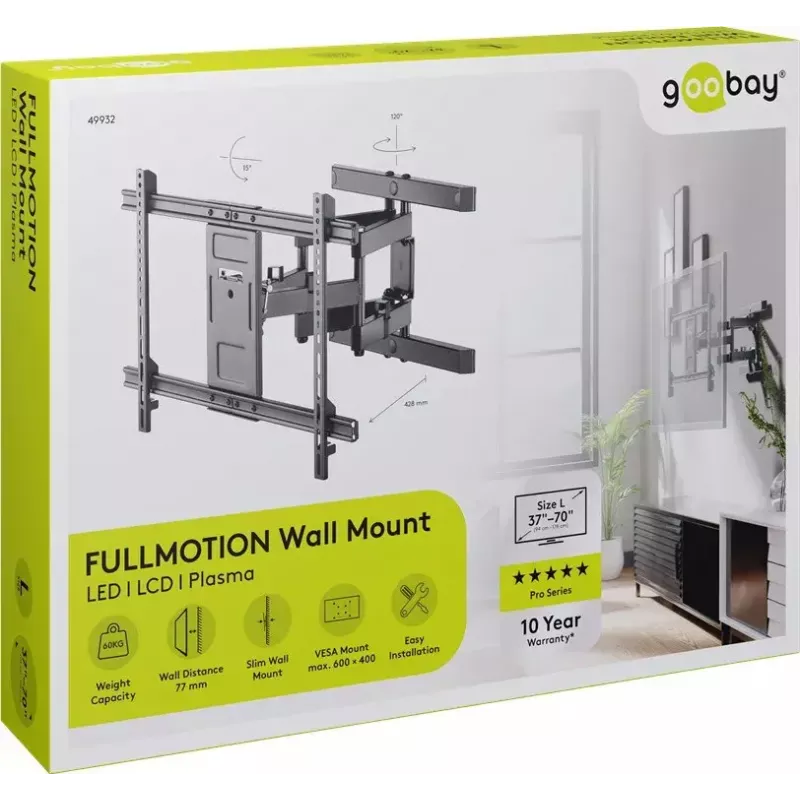 Supporto TV da parete Goobay Pro FULLMOTION (L) 60 kg 37–70