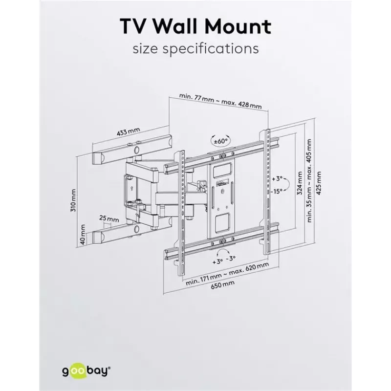 Supporto TV da parete Goobay Pro FULLMOTION (L) 60 kg 37–70