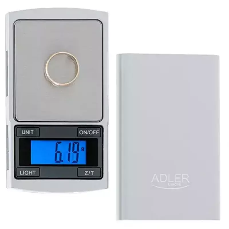 Bilancia di precisione Adler AD 3168, capacità 100 g, precisione 0,01 g, argento, portatile