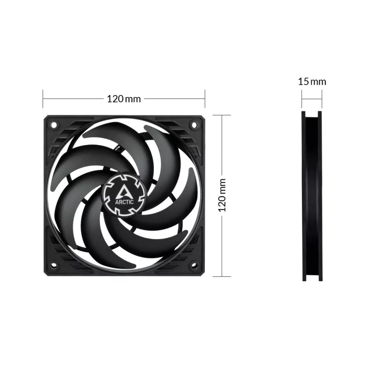 ARCTIC P12 Slim PWM PST ventola 120 mm ottimizzata per la pressione con cavo a Y integrato