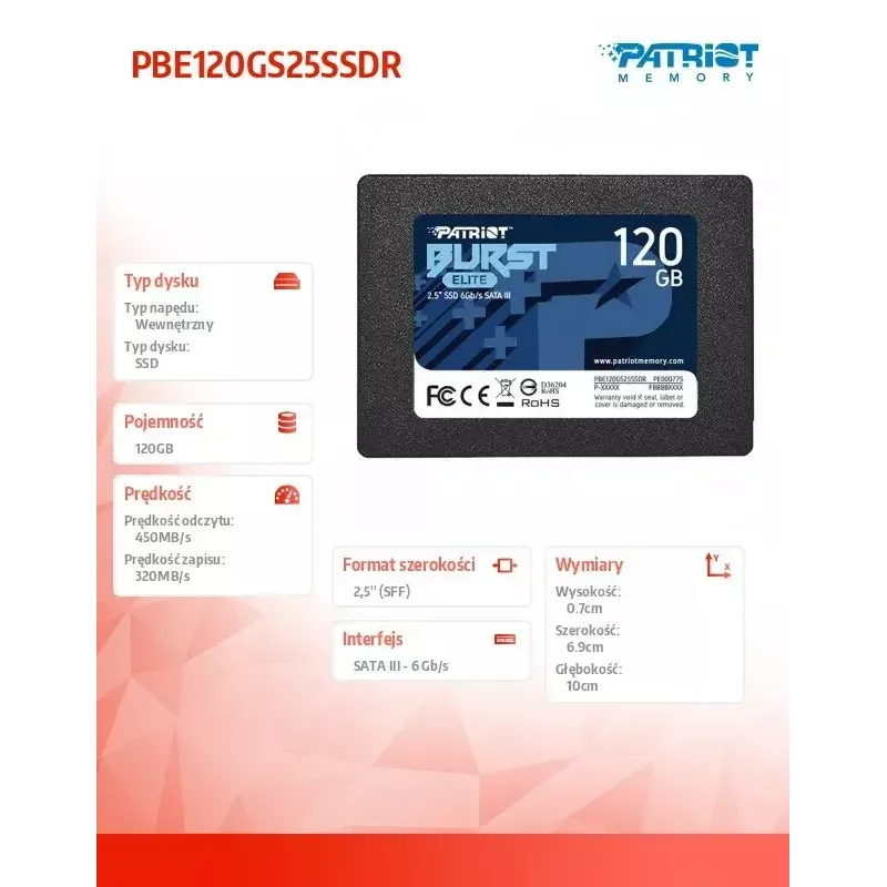 Unità SSD 120 GB Burst Elite 450/320 MB/s SATA III 2.5