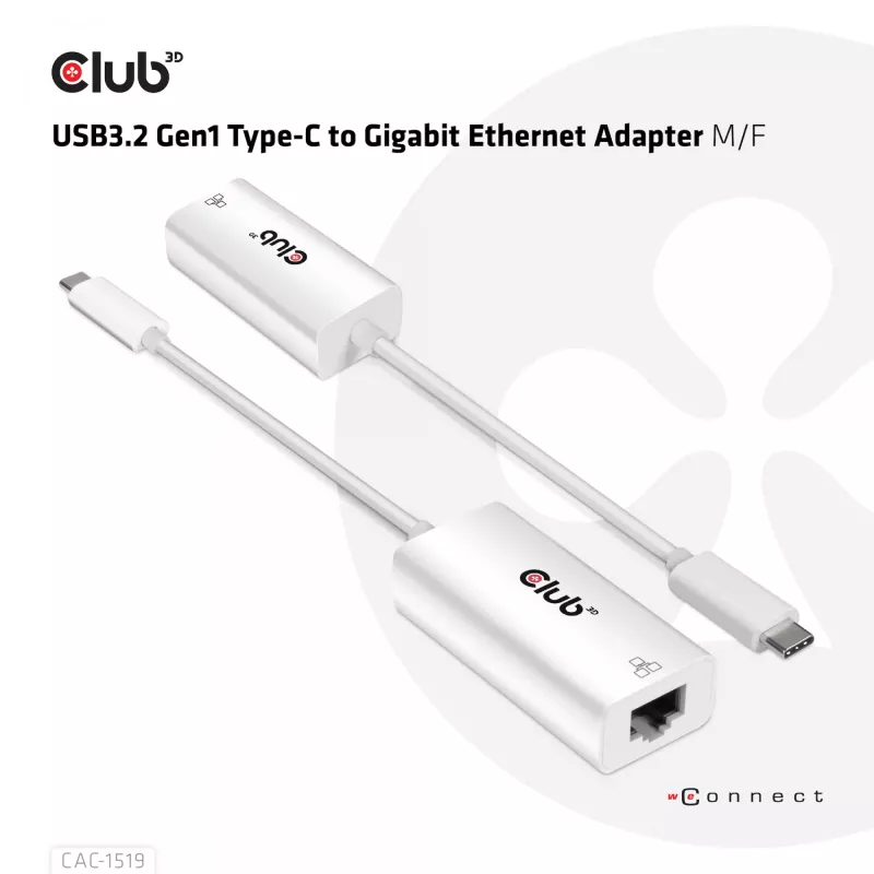 Adattatore USB3.2 Gen1 Type-C a Gigabit Ethernet CLUB3D CAC-1519