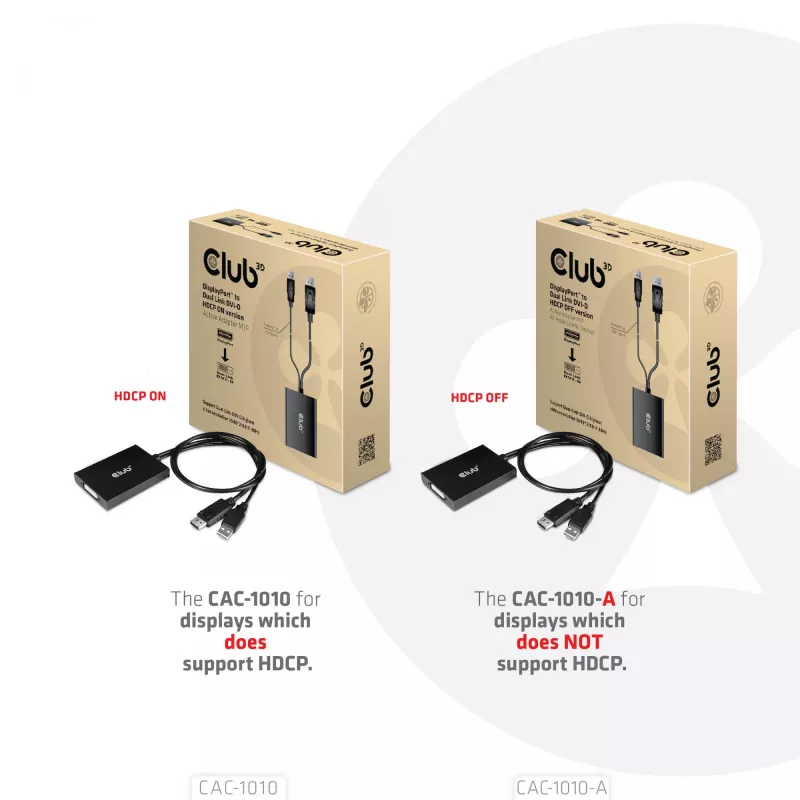 Club 3D CAC-1010-A adattatore attivo da DisplayPort a Dual Link DVI-D, DisplayPort 1.2a, alimentato via USB, HDCP OFF, 0,6 m, nero