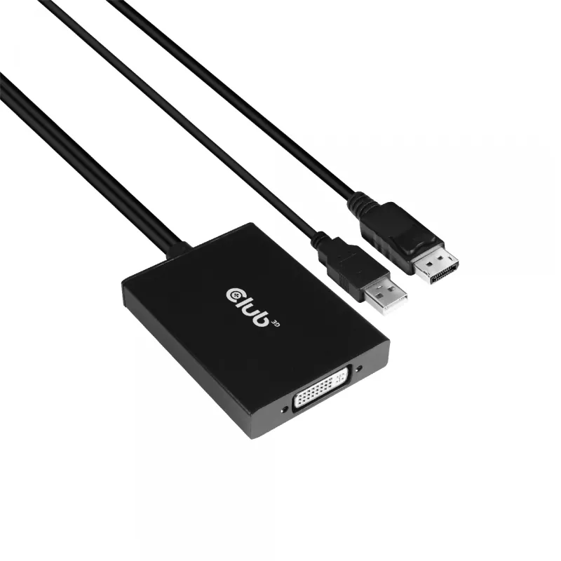 Club 3D CAC-1010-A adattatore attivo da DisplayPort a Dual Link DVI-D, DisplayPort 1.2a, alimentato via USB, HDCP OFF, 0,6 m, nero