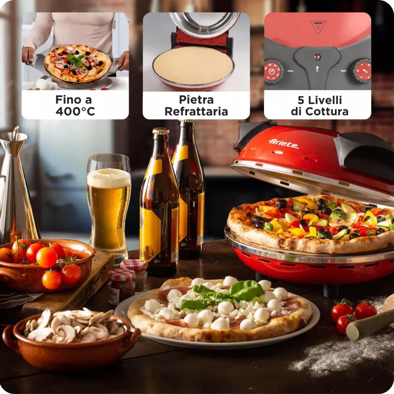 Macchina per pizza Ariete 0909/10 1200 W nero rosso 1 pizza 33 cm
