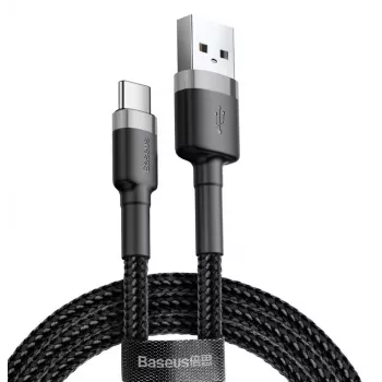 Cavo di ricarica rapida BASEUS Cafule intrecciato - USB Type-A a Type-C 2A - 3m - grigio/nero (nylon)