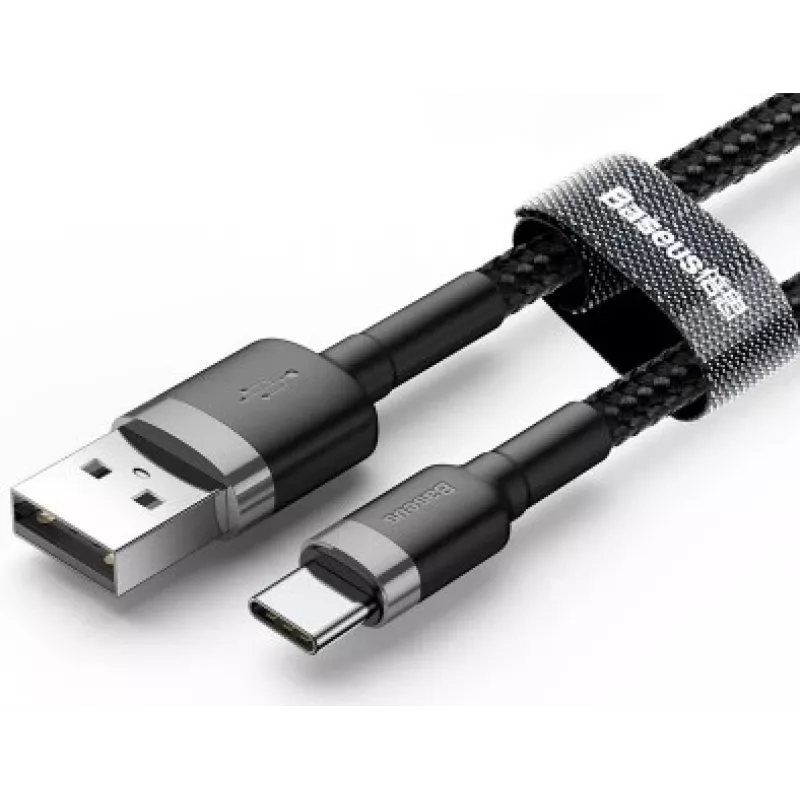 Cavo di ricarica rapida BASEUS Cafule intrecciato - USB Type-A a Type-C 2A - 3m - grigio/nero (nylon)