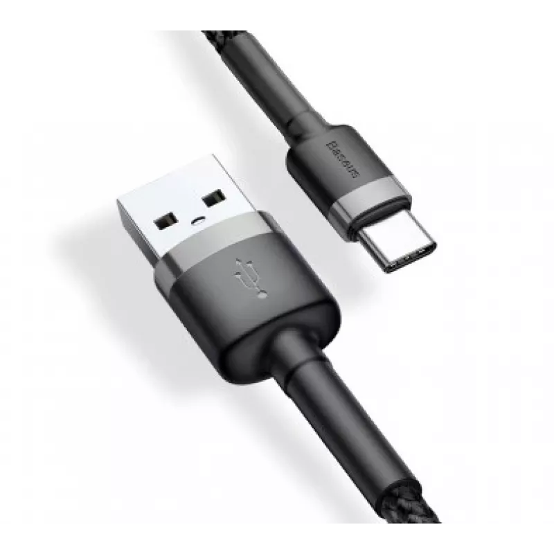Cavo di ricarica rapida BASEUS Cafule intrecciato - USB Type-A a Type-C 2A - 3m - grigio/nero (nylon)