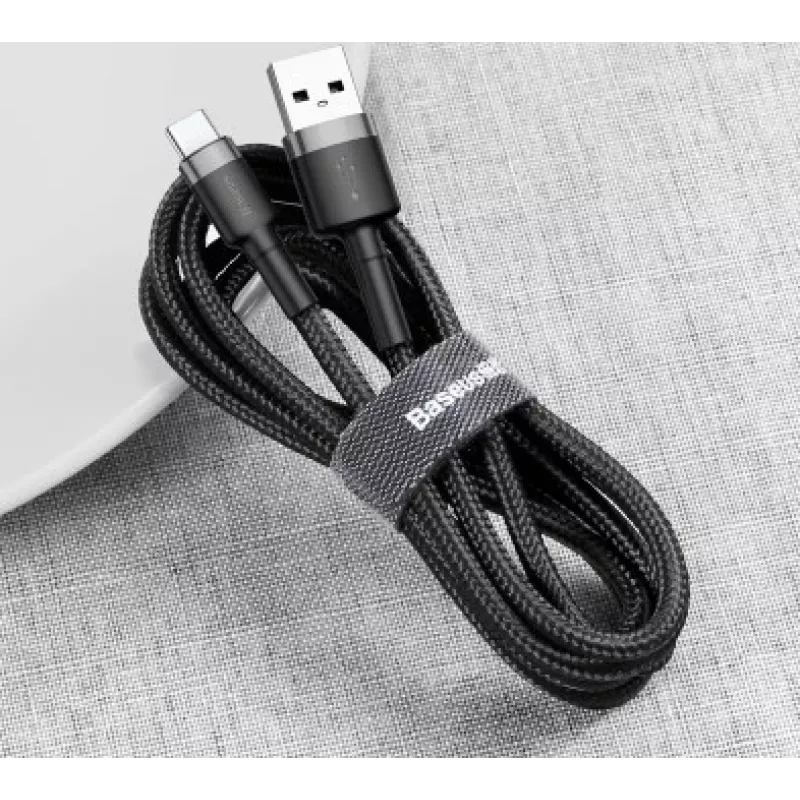 Cavo di ricarica rapida BASEUS Cafule intrecciato - USB Type-A a Type-C 2A - 3m - grigio/nero (nylon)