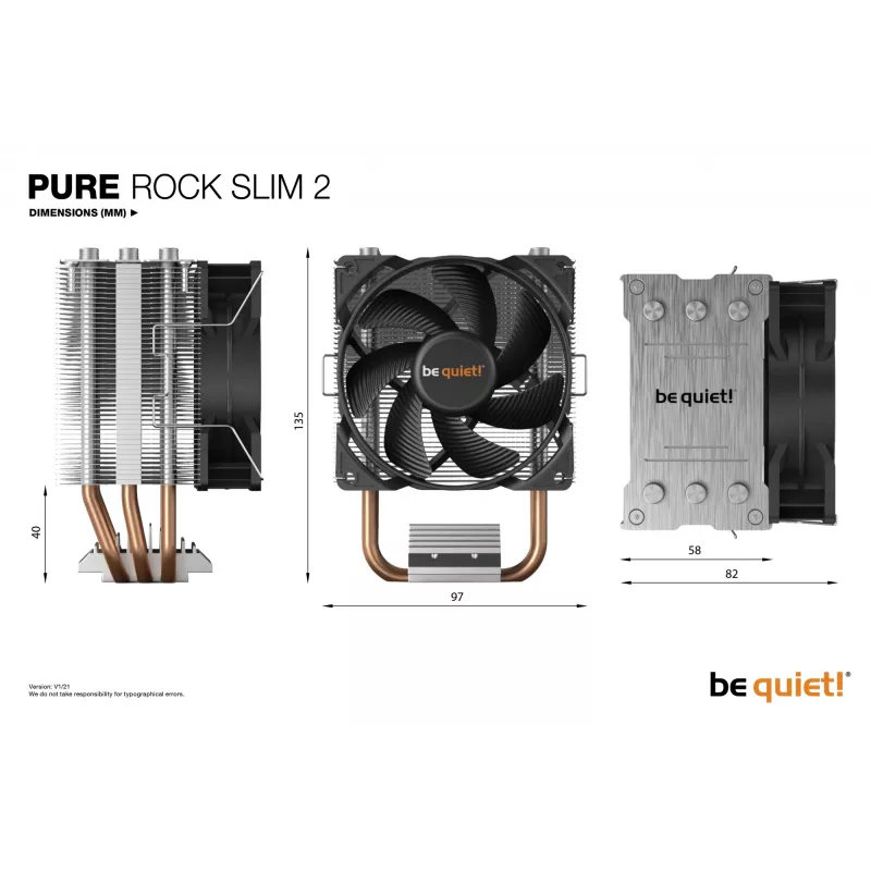 Dissipatore per processore be quiet! PURE ROCK SLIM 2 9,2 cm argento 1 pezzo