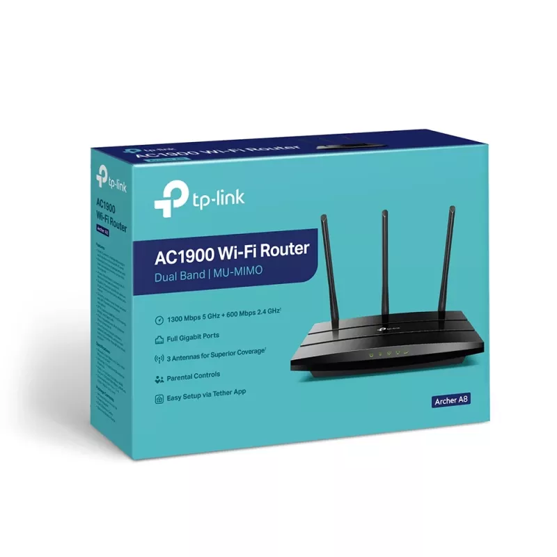 Router Wi-Fi TP-Link Archer A8 Gigabit Ethernet dual band (2,4 GHz / 5 GHz) nero
