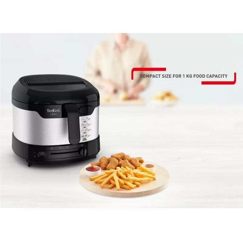 Friggitrice singola Tefal Uno FF215D 1,8 L a sé stante 1600 W friggitrice nero, acciaio inox
