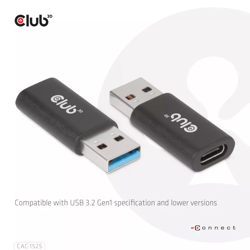 CLUB3D adattatore USB 3.2 Gen1 tipo A a USB 3.2 Gen1 tipo C M/F